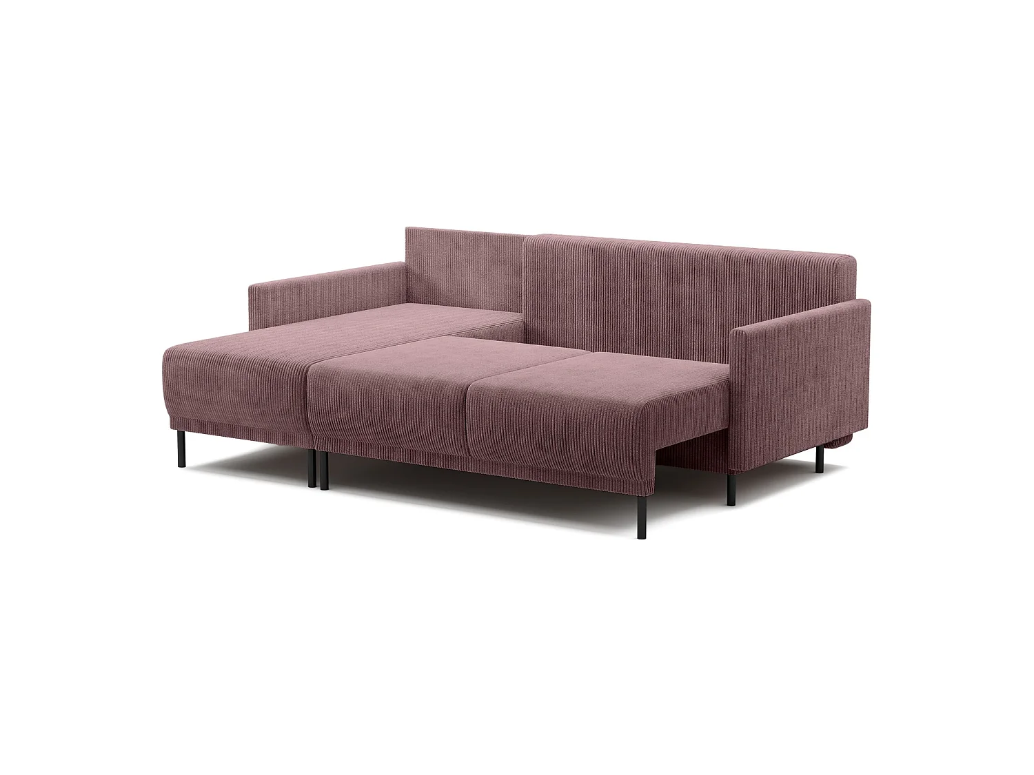 Hoekbank met slaapfunctie & opbergruimte – Corduroy – Universeel – Paars – HAMIEL