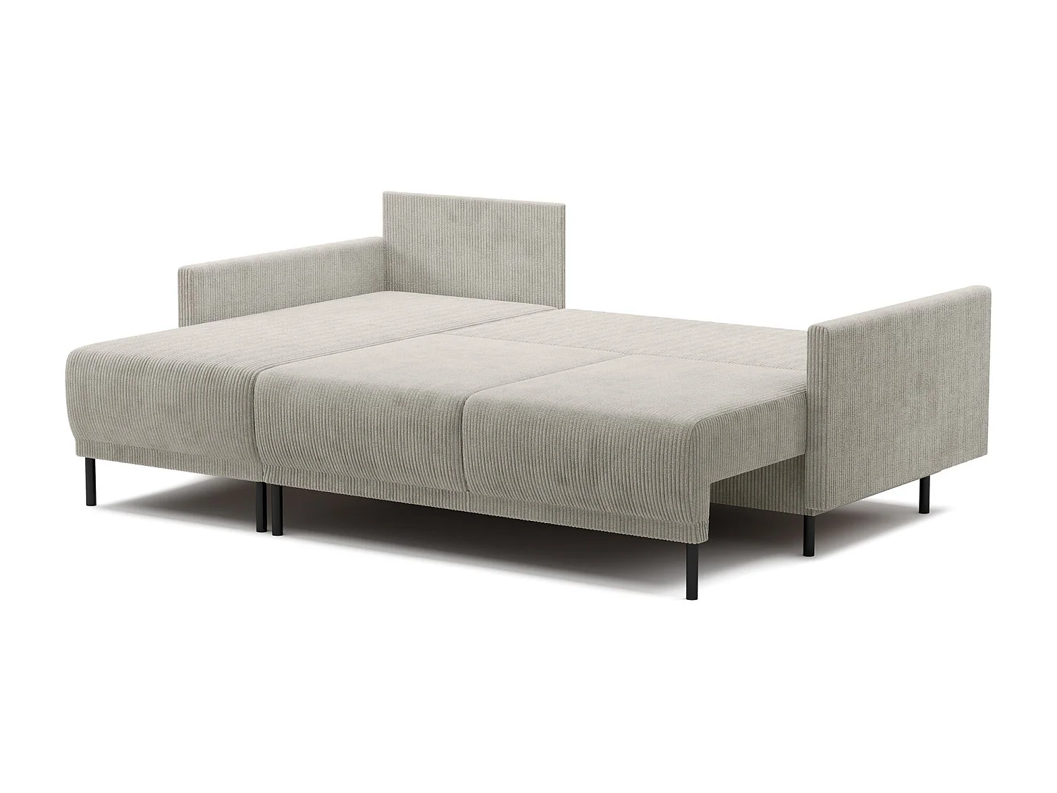 Canapé d'angle convertible avec coffre – Velours côtelé – Universel – Beige clairs – HAMIEL