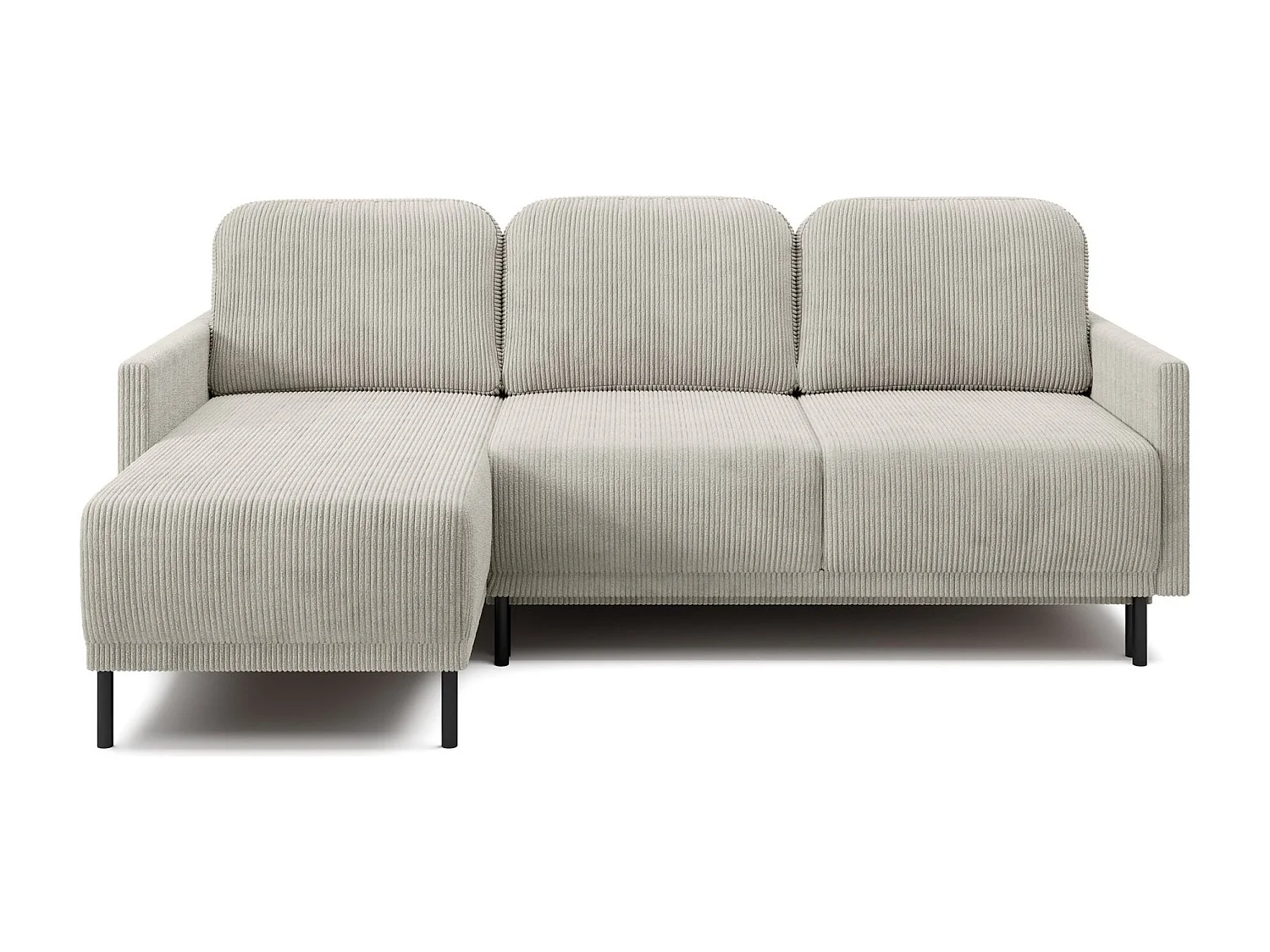 Canapé d'angle convertible avec coffre – Velours côtelé – Universel – Beige clairs – HAMIEL