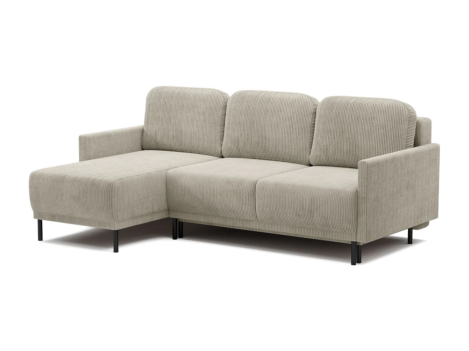 Hoekbank met slaapfunctie & opbergruimte – Corduroy – Universeel – Lichtbeige – HAMIEL