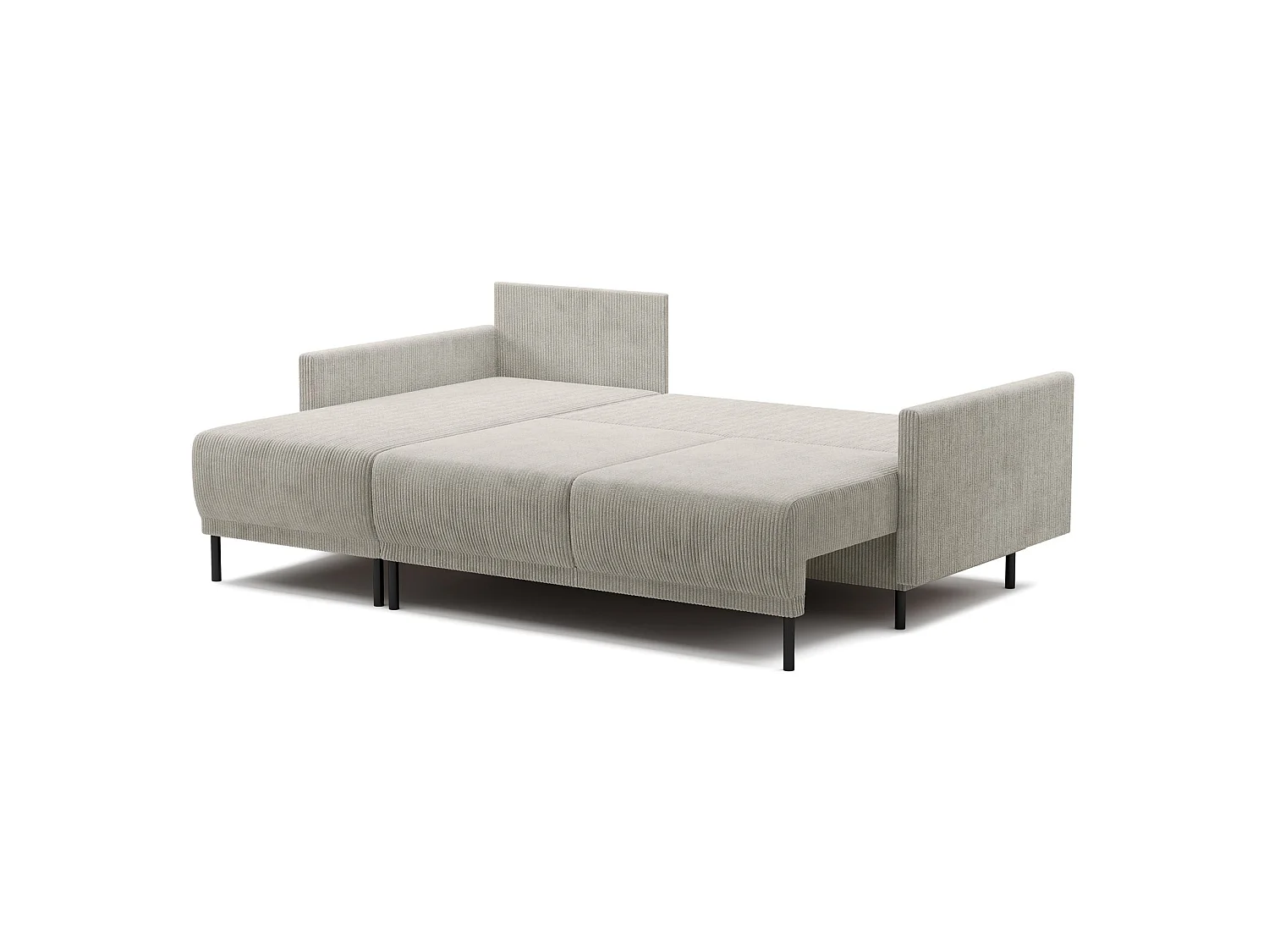 Canapé d'angle convertible avec coffre – Velours côtelé – Universel – Beige clairs – HAMIEL