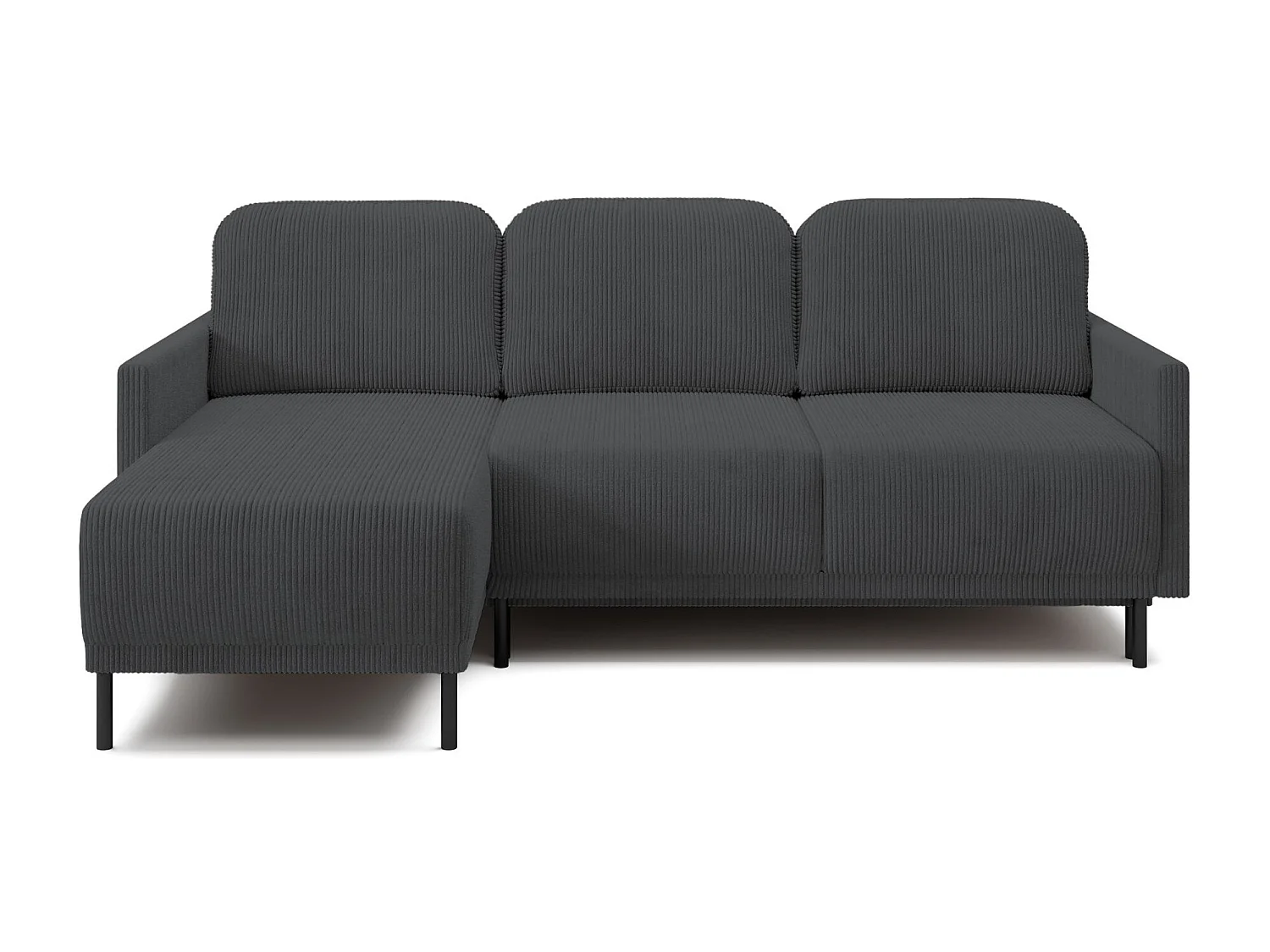 Canapé d'angle convertible avec coffre – Velours côtelé – Universel – Gris bleu – HAMIEL