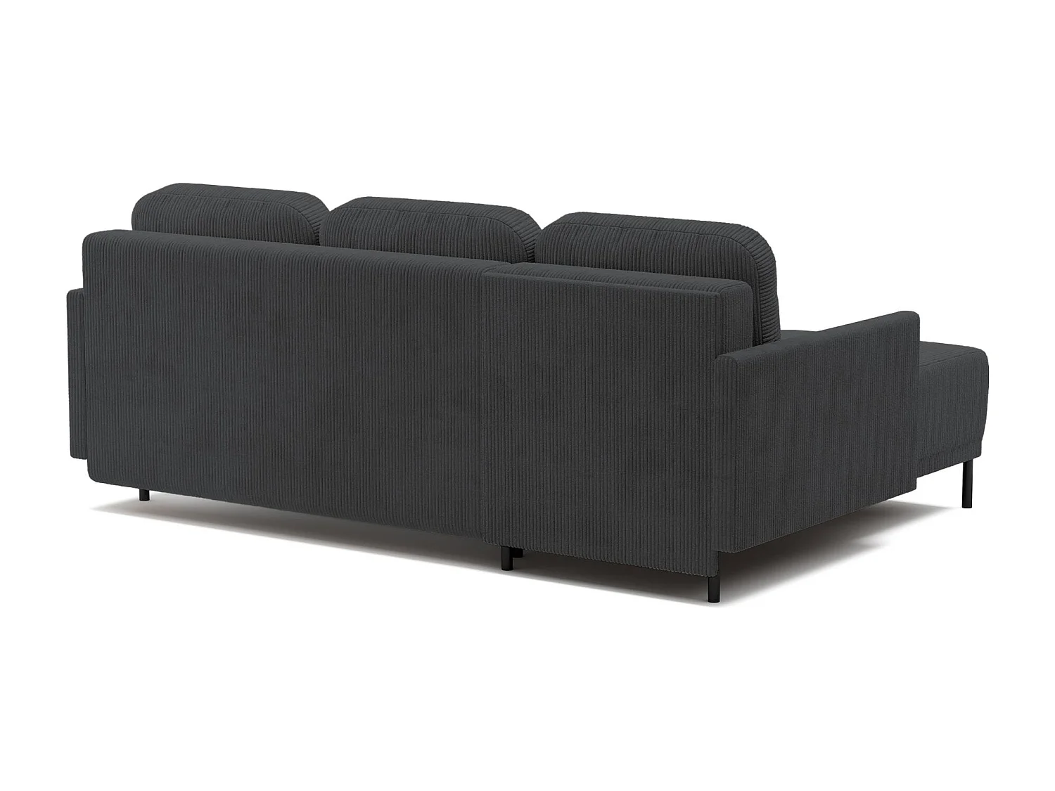 Canapé d'angle convertible avec coffre – Velours côtelé – Universel – Gris bleu – HAMIEL