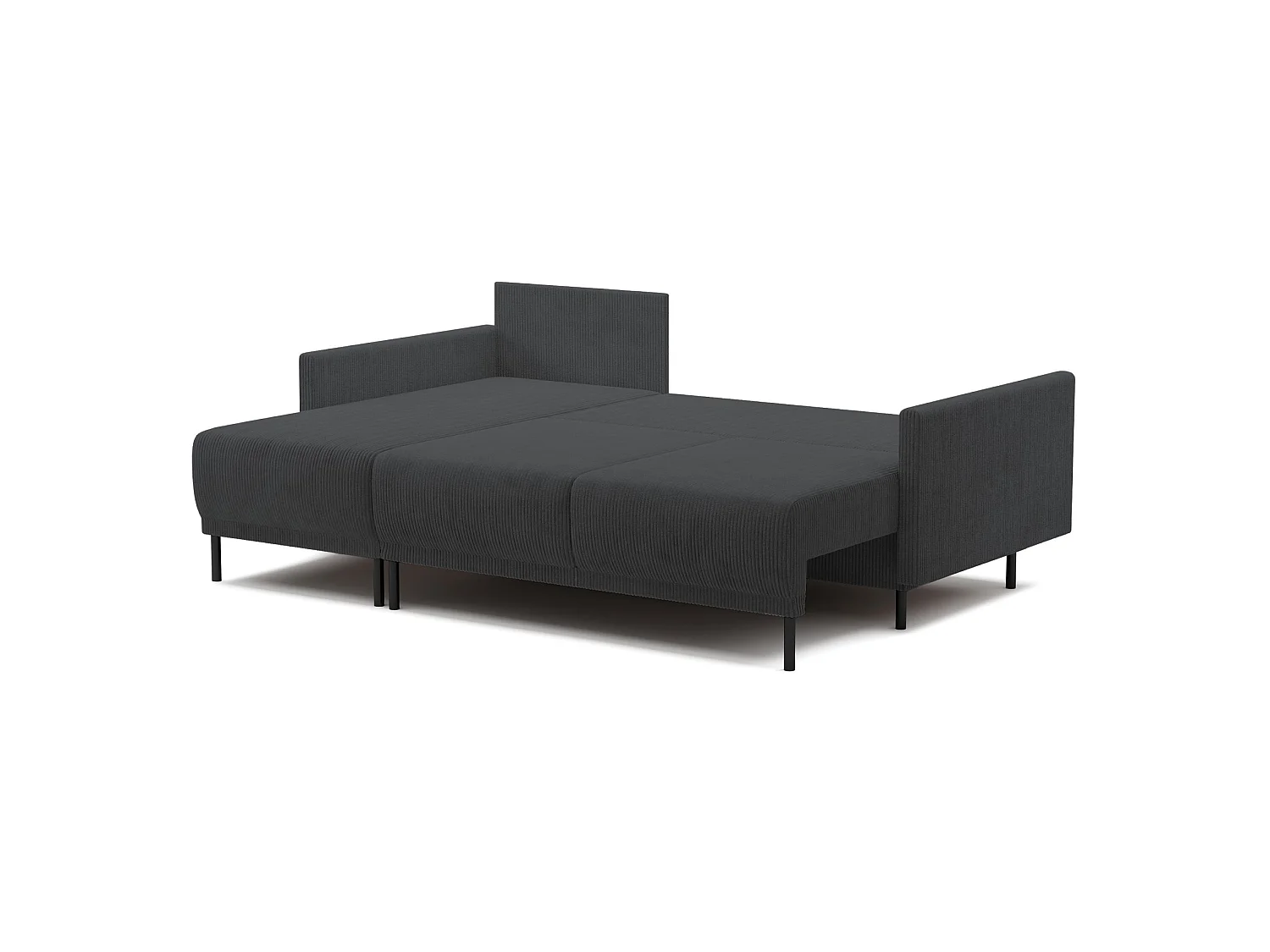 Ecksofa mit Schlaffunktion & Bettkasten – Cord – Universal – Blaugrau – HAMIEL