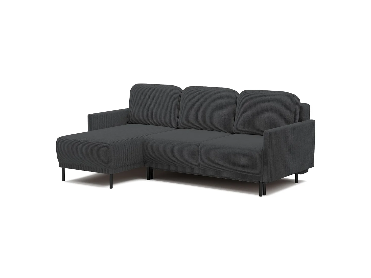 Ecksofa mit Schlaffunktion & Bettkasten – Cord – Universal – Blaugrau – HAMIEL