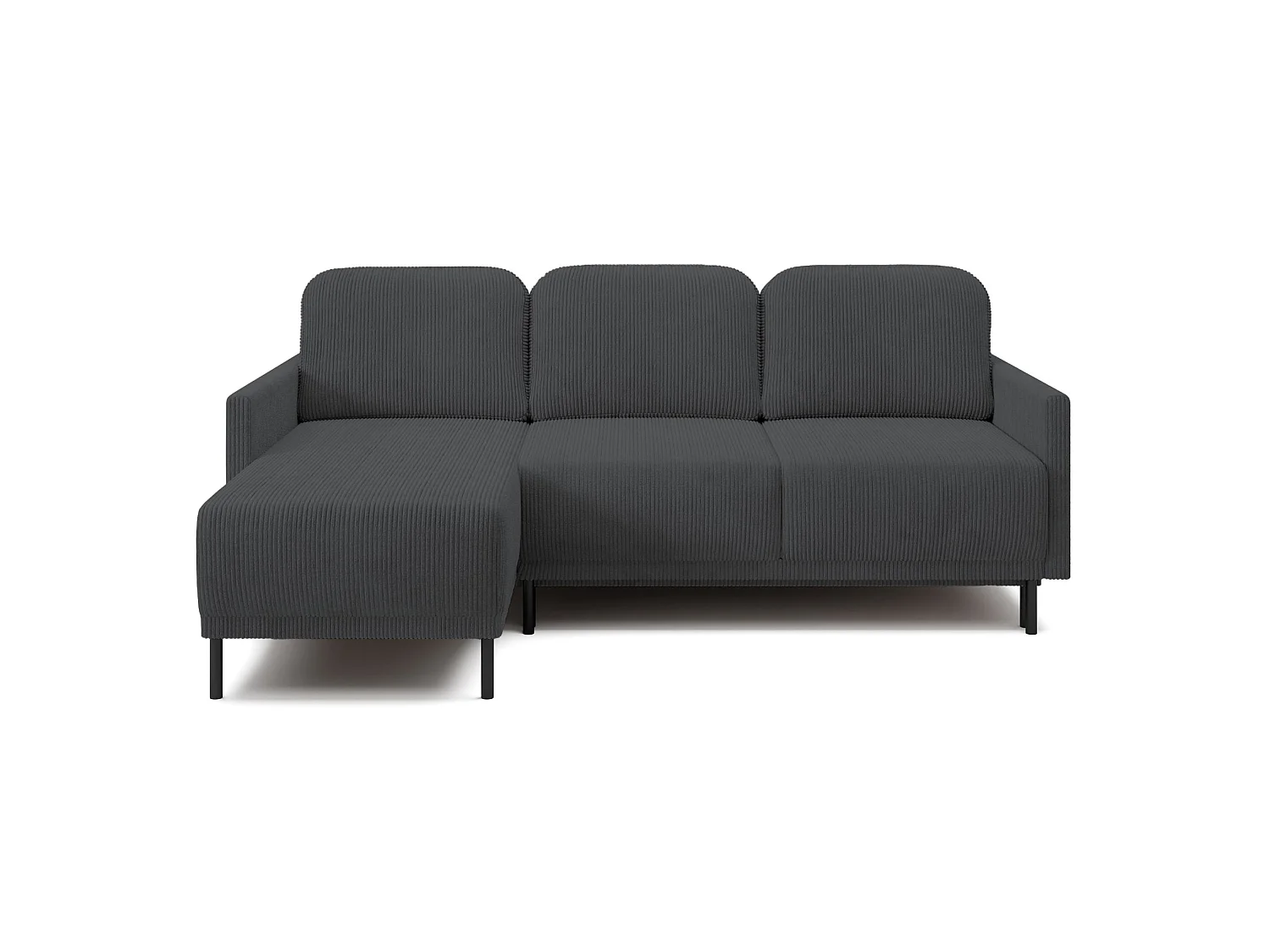 Ecksofa mit Schlaffunktion & Bettkasten – Cord – Universal – Blaugrau – HAMIEL