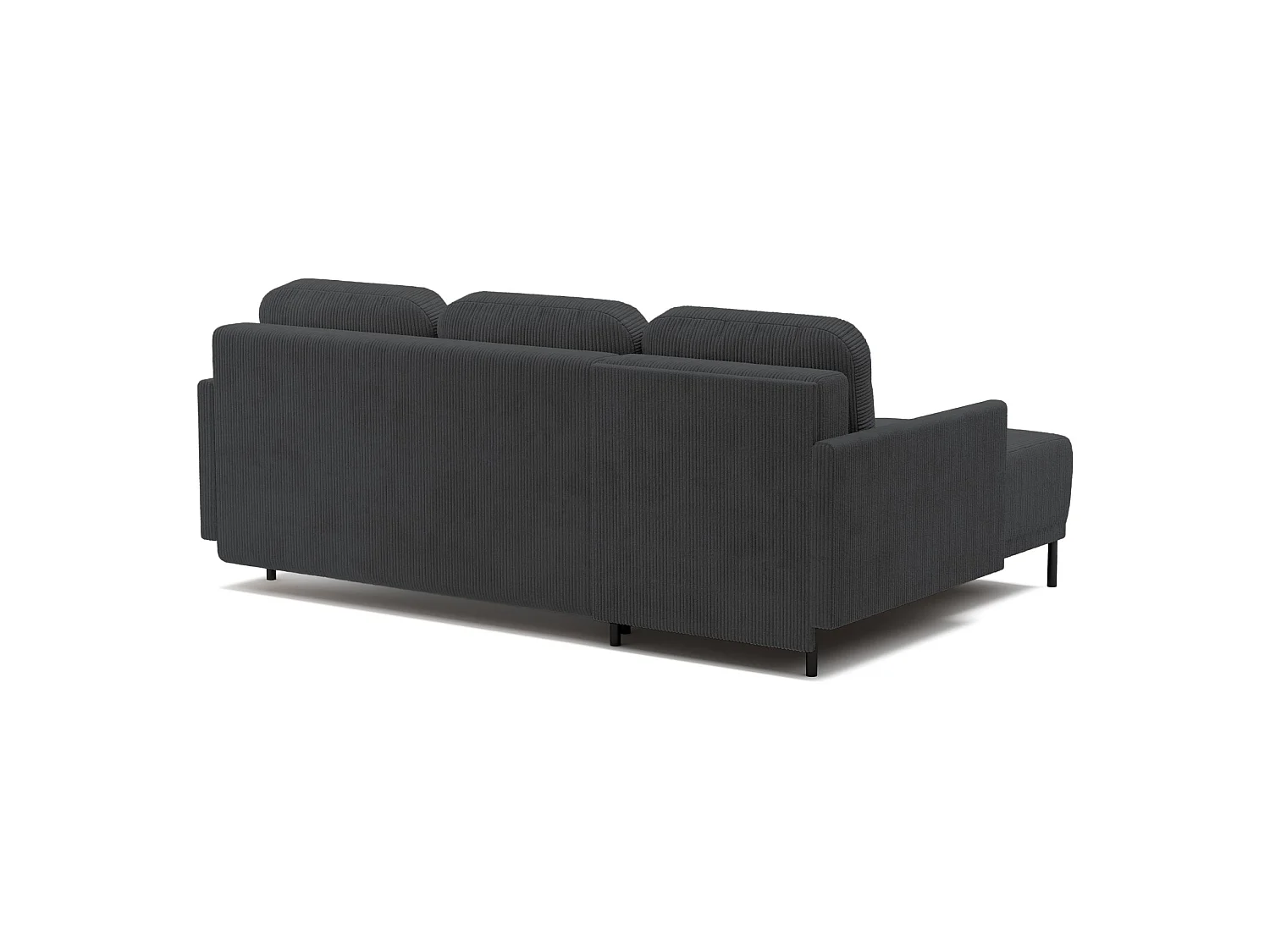 Ecksofa mit Schlaffunktion & Bettkasten – Cord – Universal – Blaugrau – HAMIEL