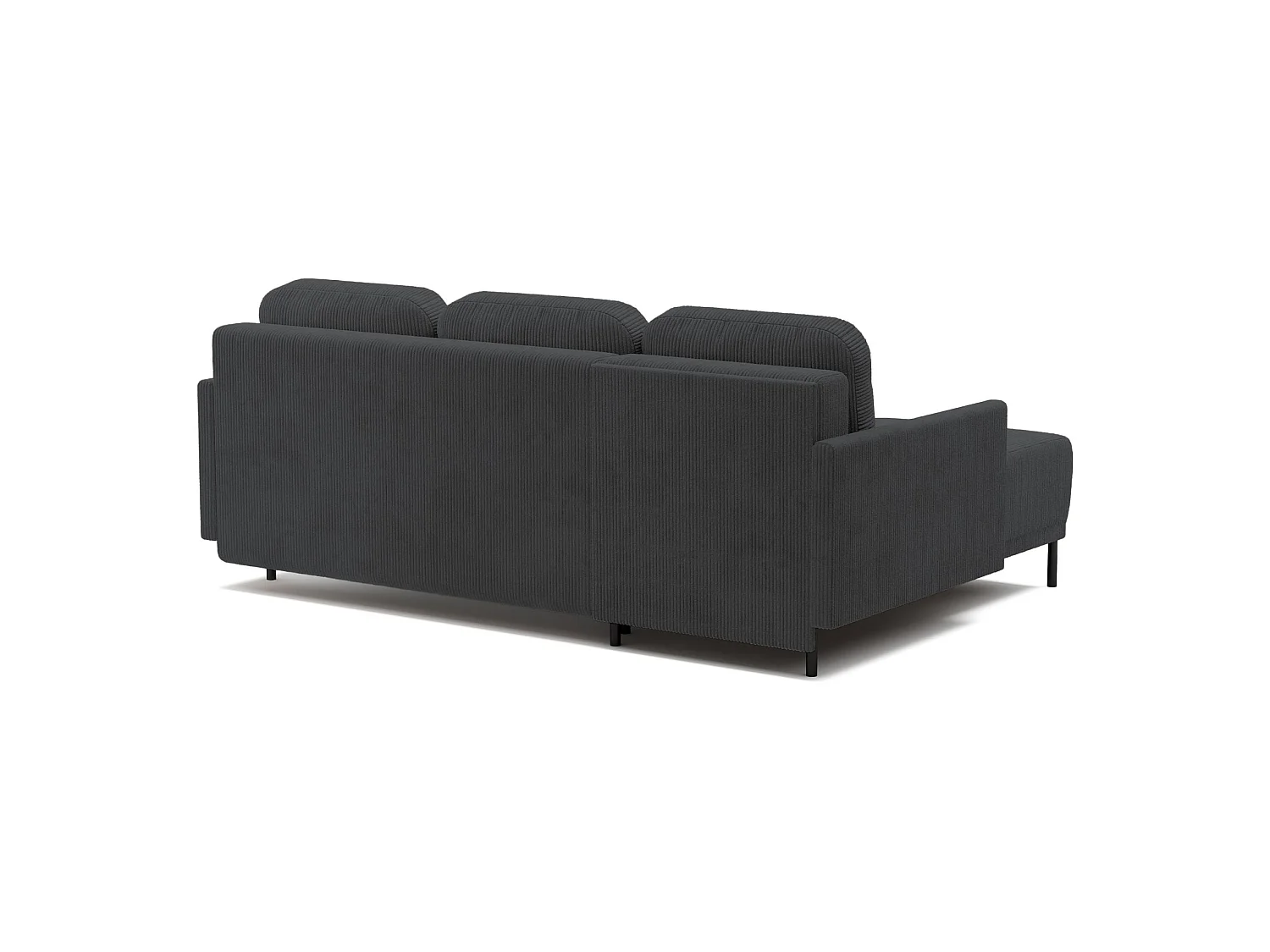 Canapé d'angle convertible avec coffre – Velours côtelé – Universel – Gris bleu – HAMIEL