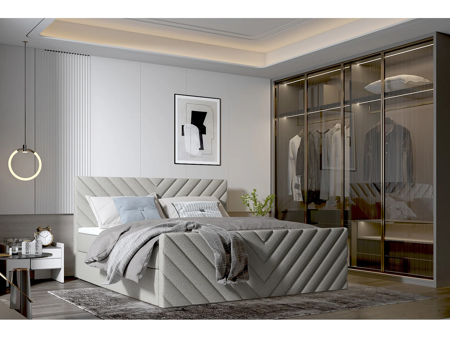 Lit rembourré moderne TOGO avec coffre 120x200 cm en tissu  CENTAUR 14 gris