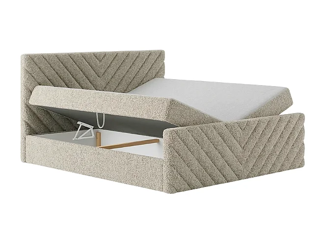 Lit rembourré moderne TOGO avec coffre de rangement pour literie 200x200 cm en tissu CENTAUR 3 beige
