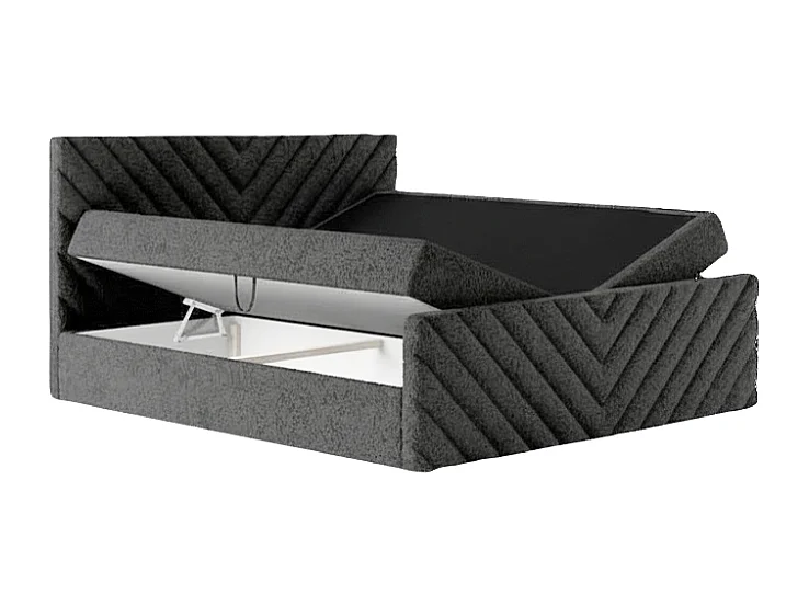 Lit rembourré moderne TOGO avec coffre 160x200 cm en tissu LAMBI 13 noir
