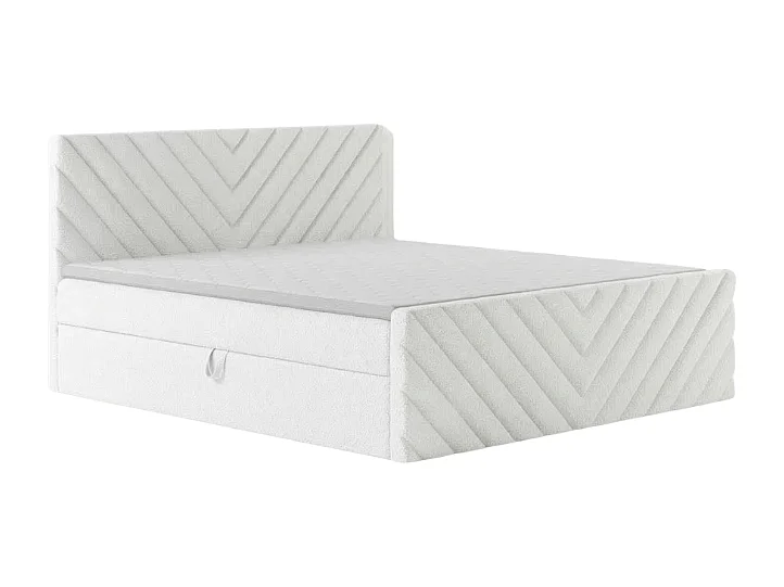 Lit rembourré moderne TOGO avec coffre de rangement pour literie 200x200 cm en tissu CENTAUR 1 blanc