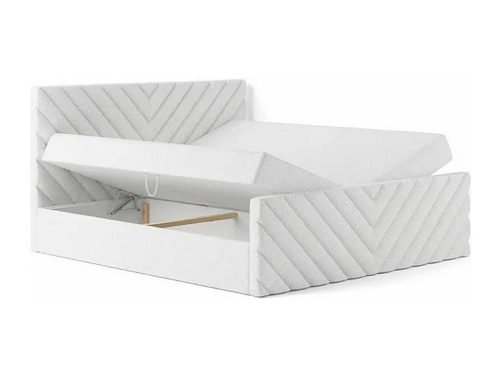 Lit rembourré moderne TOGO avec coffre de rangement pour literie 200x200 cm en tissu CENTAUR 1 blanc