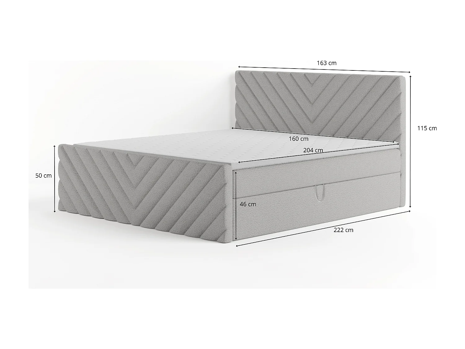 Lit rembourré moderne TOGO avec coffre de rangement pour literie 160x200 cm en tissu CENTAUR 1 blanc