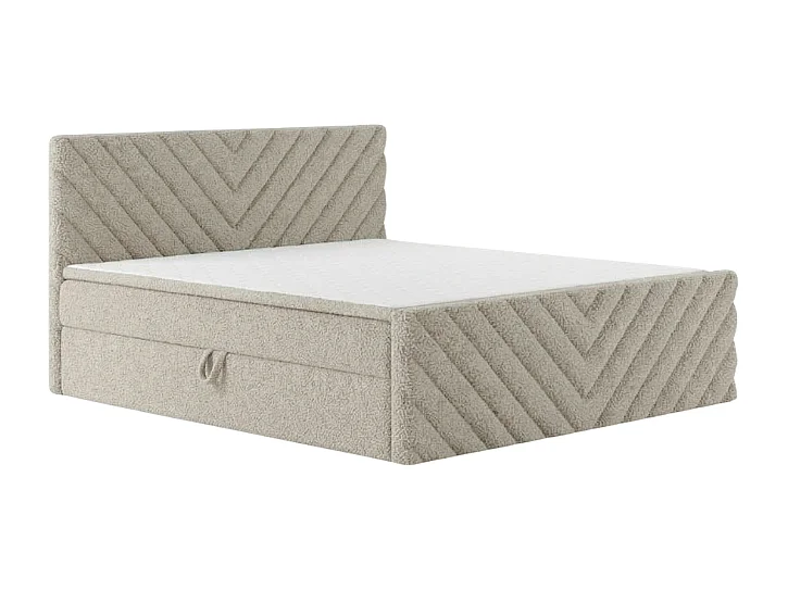 Lit rembourré moderne TOGO avec coffre de rangement pour literie 140x200 cm en tissu CENTAUR 3 beige