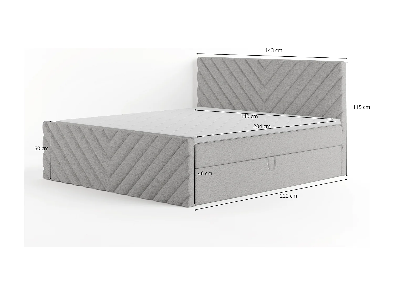 Lit rembourré moderne TOGO avec coffre de rangement pour literie 140x200 cm en tissu CENTAUR 1 blanc