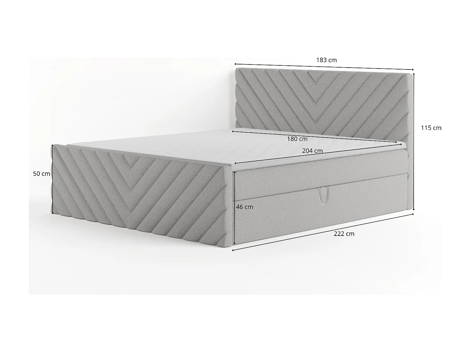 Lit rembourré moderne TOGO avec coffre 180x200 cm en tissu LAMBI 13 noir