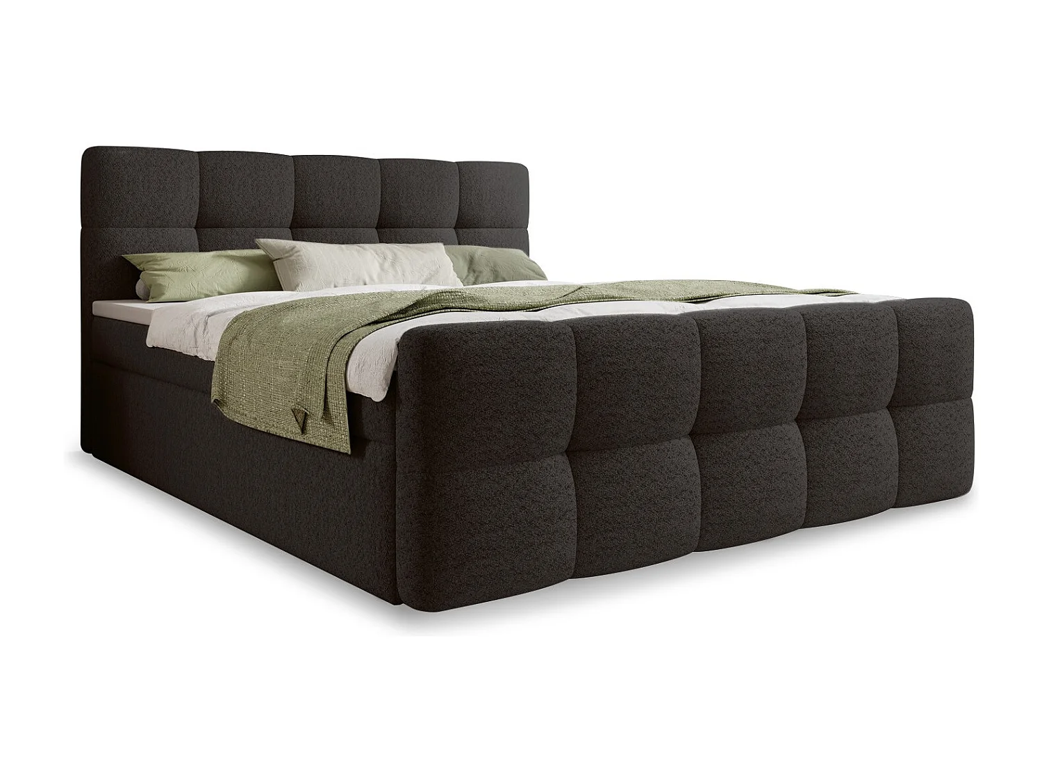 Lit coffre + matelas Volupto 140cm Bouclette Gris foncé