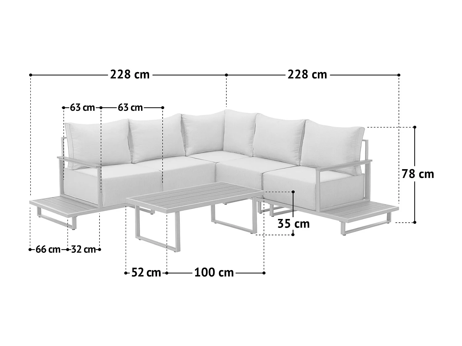 Salon de Jardin Ensemble de Lounge Extérieur Modulaire Coussins de 25 cm d'Épaisseur Beige
