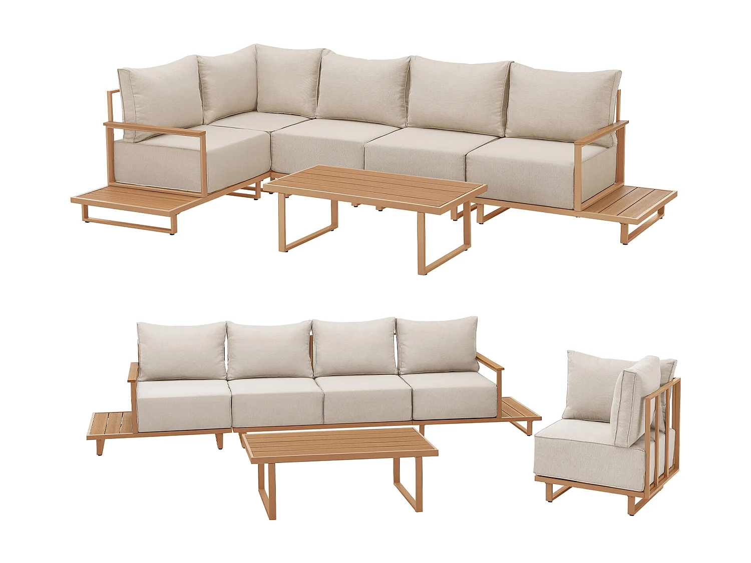 Salon de Jardin Ensemble de Lounge Extérieur Modulaire Coussins de 25 cm d'Épaisseur Beige
