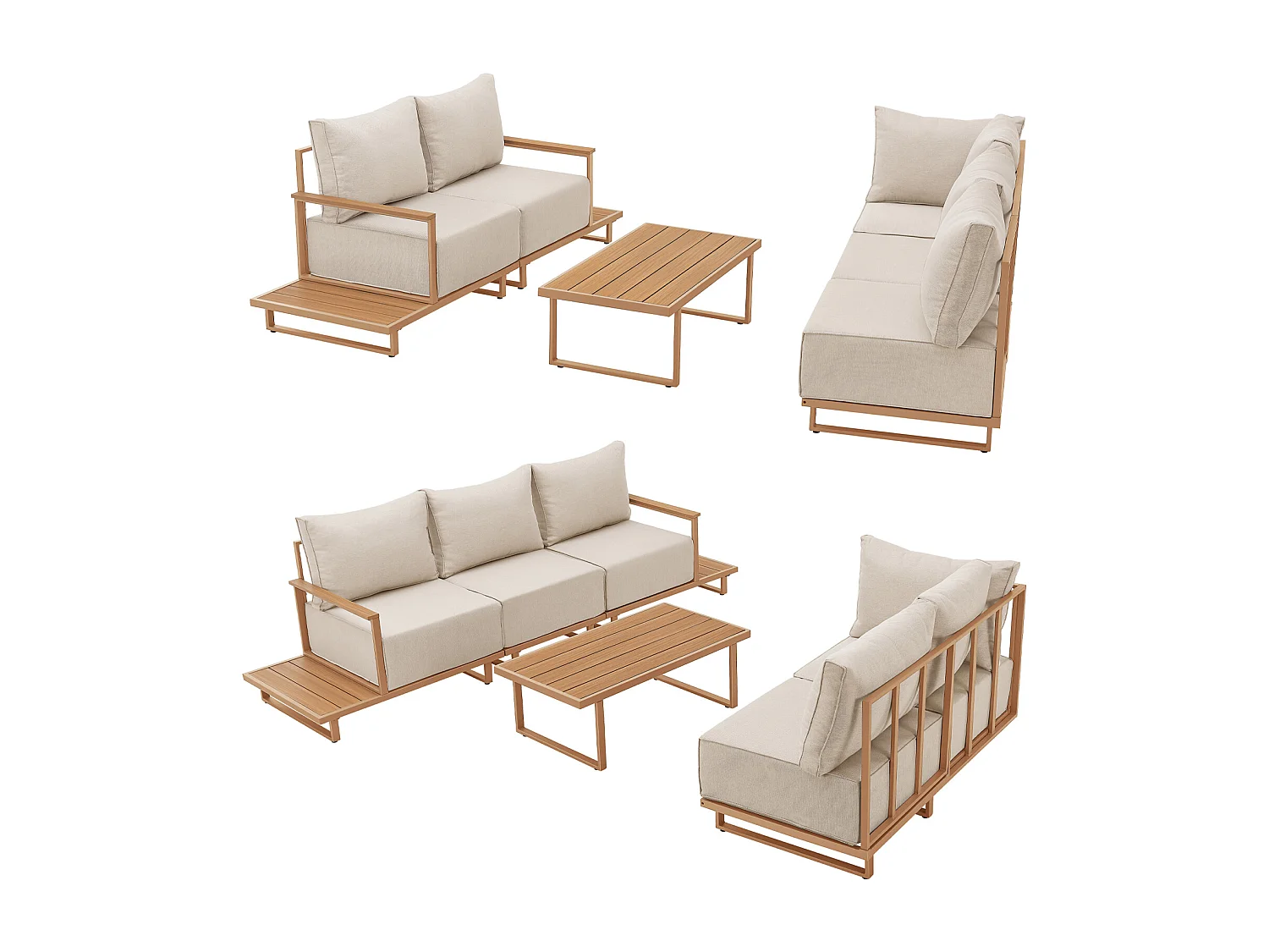 Salon de Jardin Ensemble de Lounge Extérieur Modulaire Coussins de 25 cm d'Épaisseur Beige