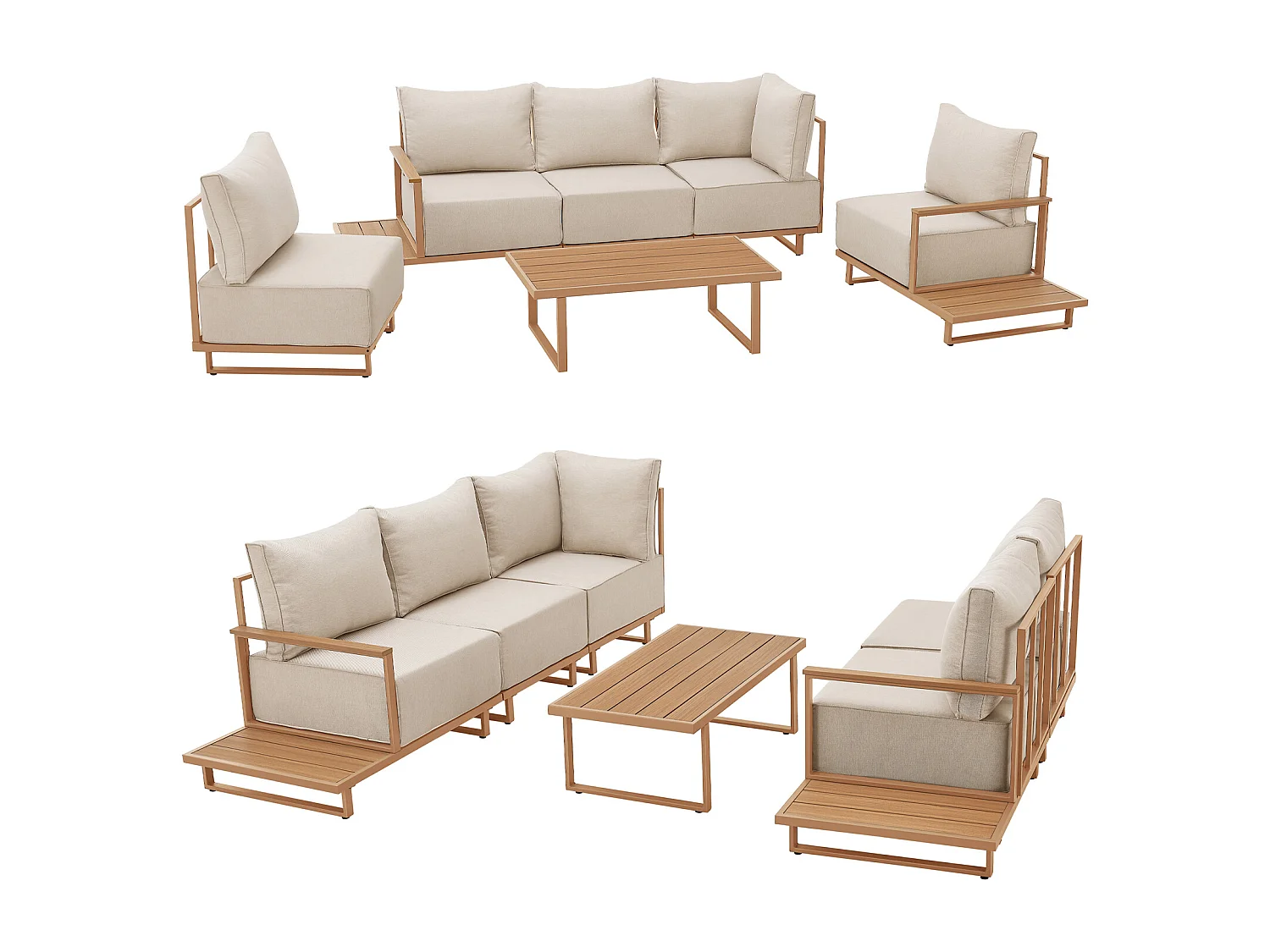Salon de Jardin Ensemble de Lounge Extérieur Modulaire Coussins de 25 cm d'Épaisseur Beige