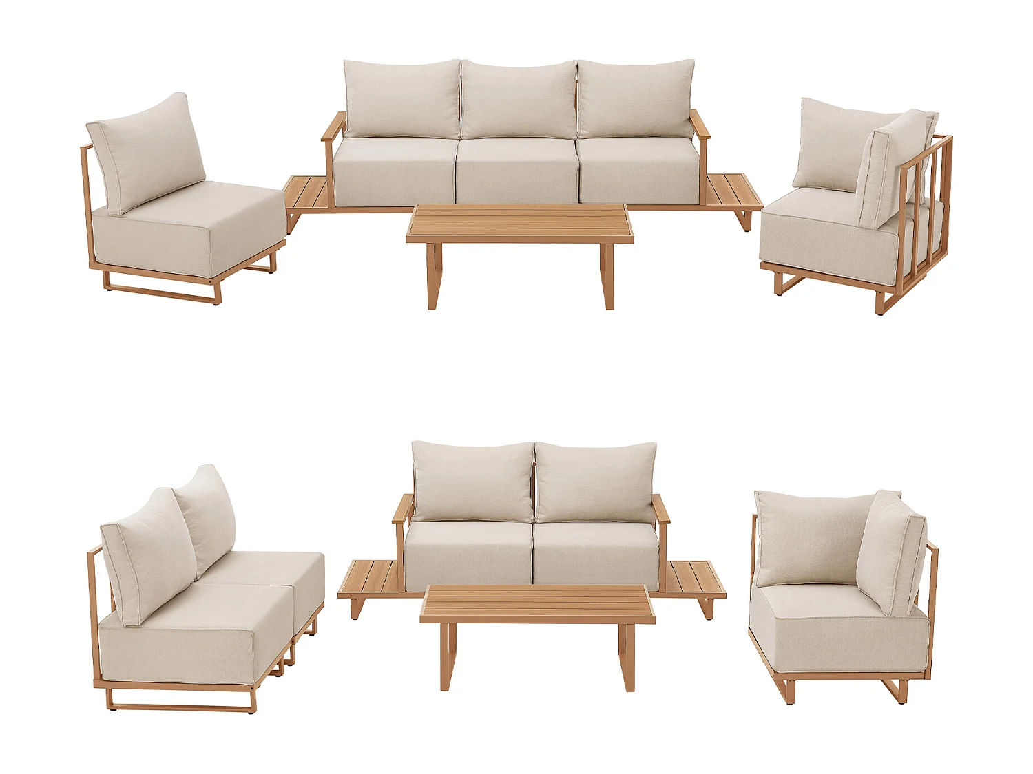 Salon de Jardin Ensemble de Lounge Extérieur Modulaire Coussins de 25 cm d'Épaisseur Beige