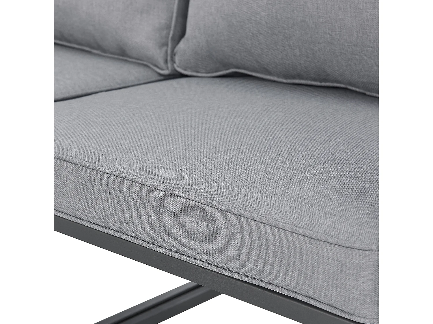Salon de jardin en résine tressée Canapé d'angle modulable Table Coussins inclus Gris