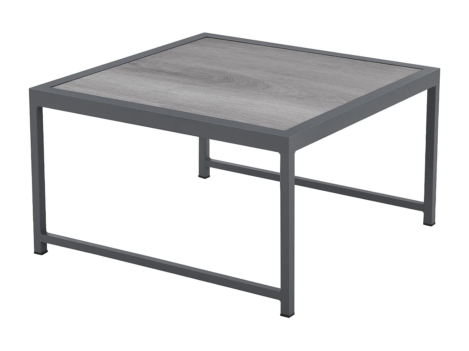 Salon de jardin en résine tressée Canapé d'angle modulable Table Coussins inclus Gris