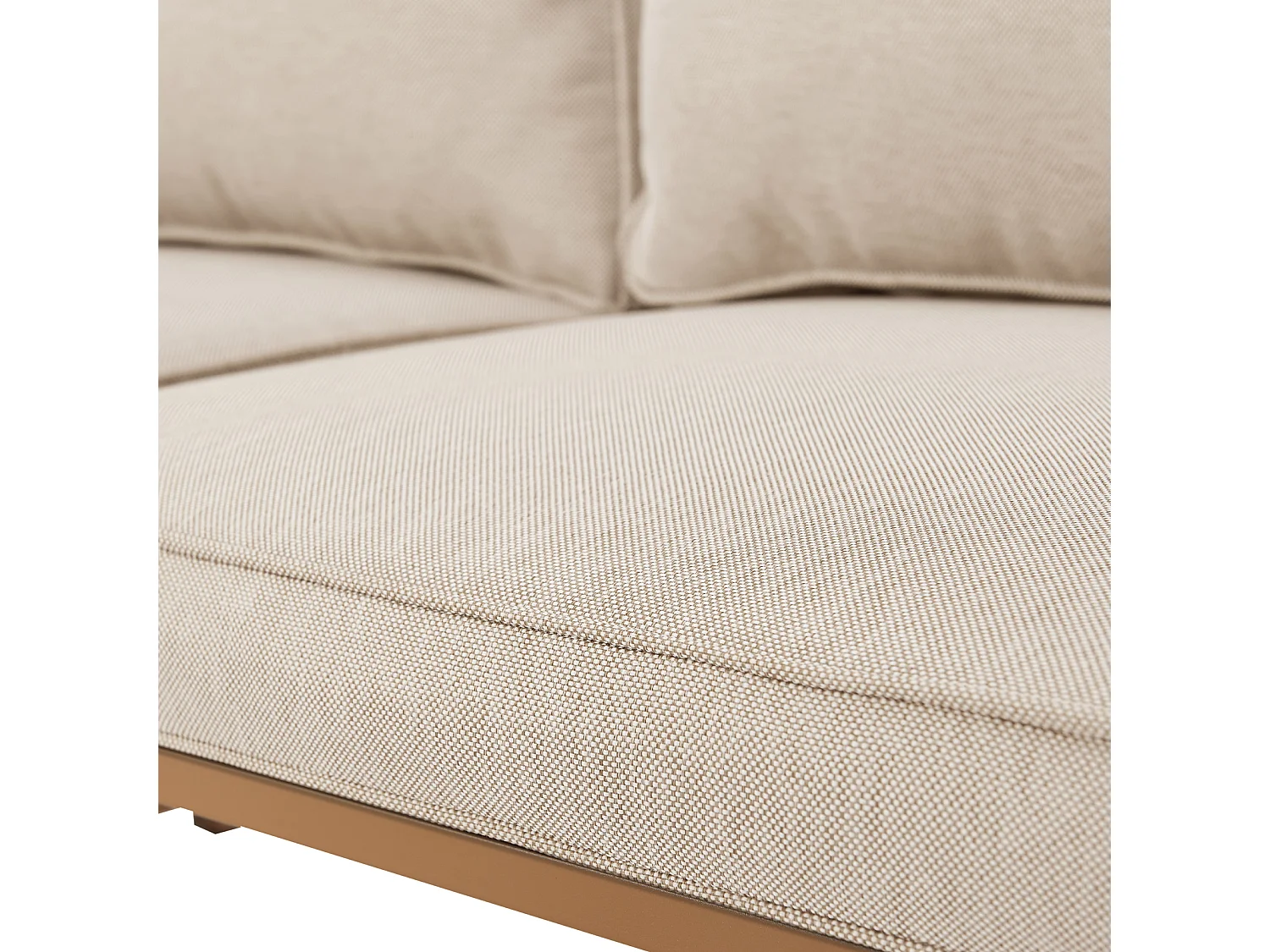 Salon de jardin en résine tressée Canapé d'angle modulable Table Coussins inclus Beige