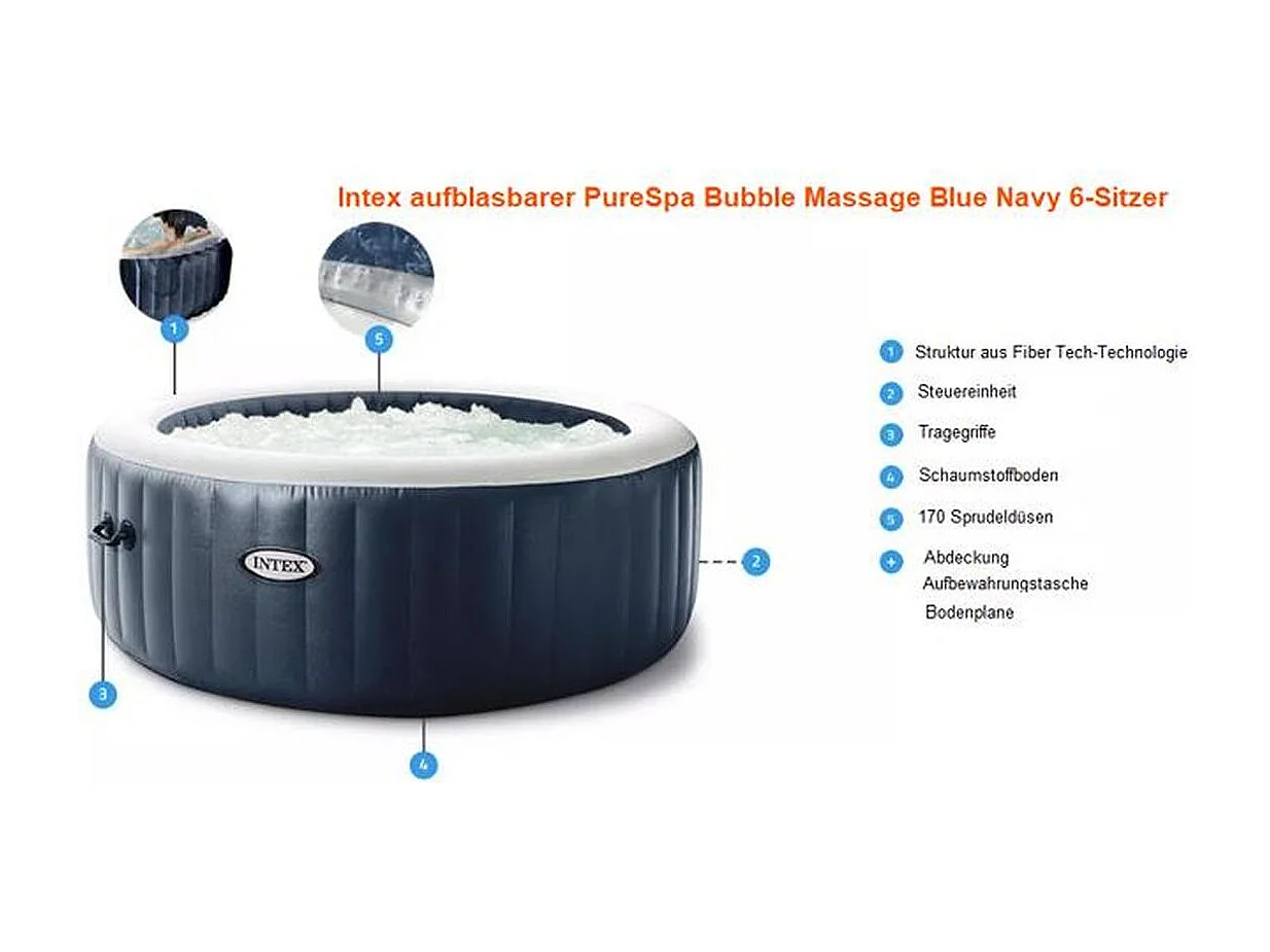 Spa gonflable Intex PureSpa Blue Navy 6 places