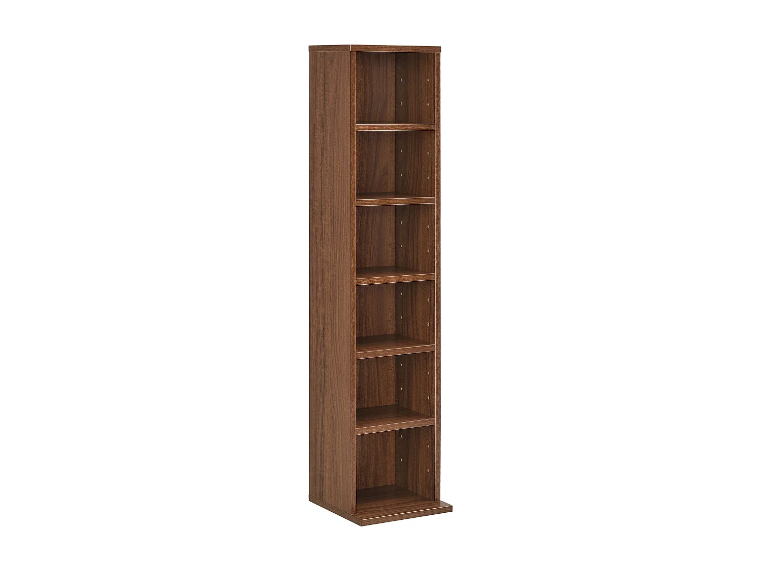Estantería de torre para CD/DVD con 6 baldas 90 x 20 x 20 cm MDF melaminado efecto nogal 03_0001678