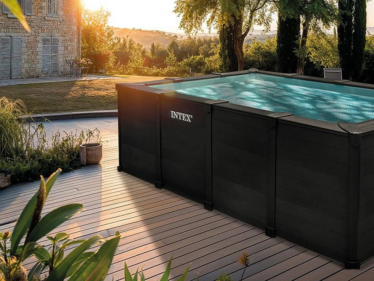 Piscine tubulaire rectangulaire Intex Graphite 4 x 3 x 1,24 m