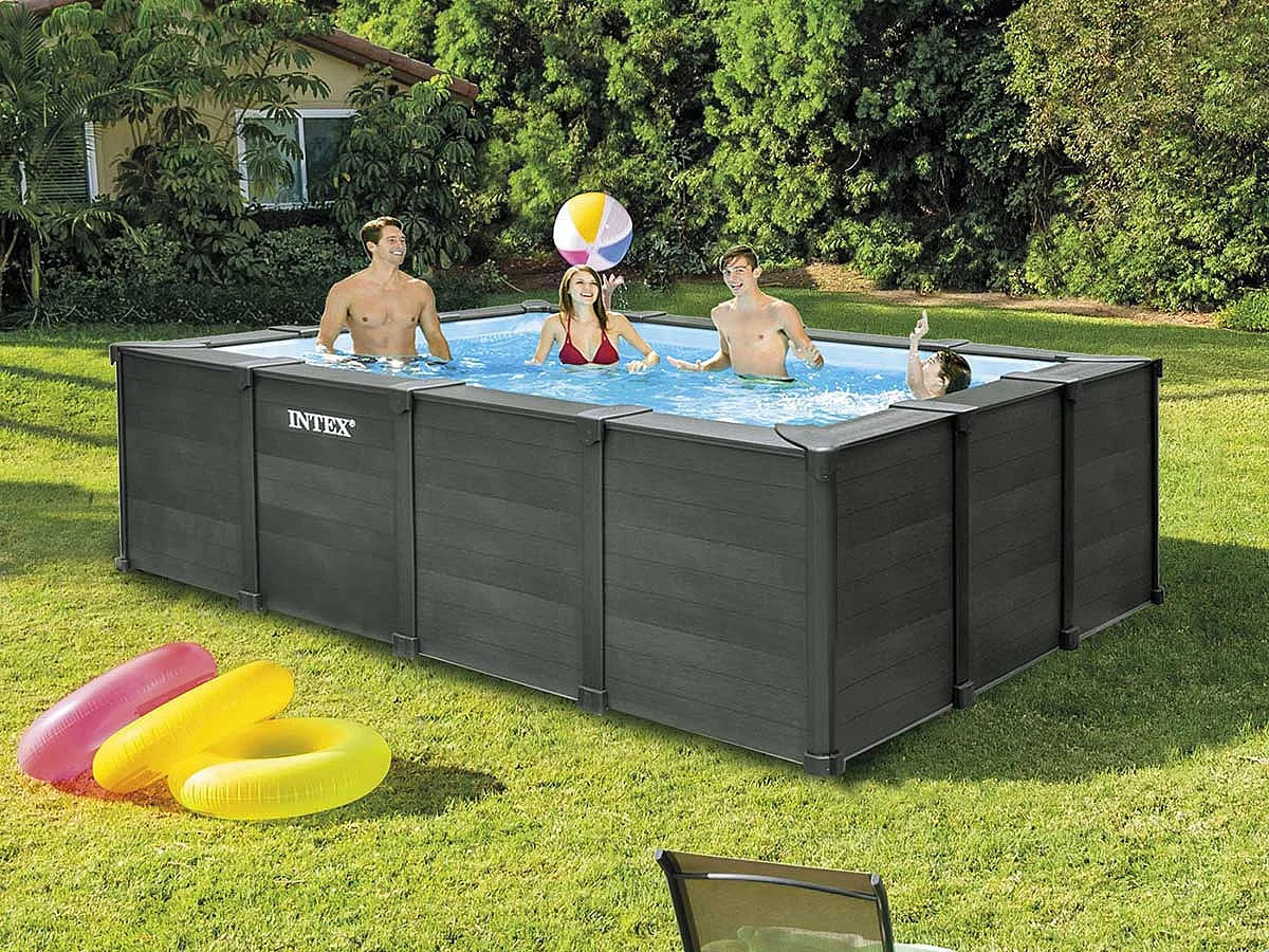 Piscine tubulaire rectangulaire Intex Graphite 4 x 3 x 1,24 m