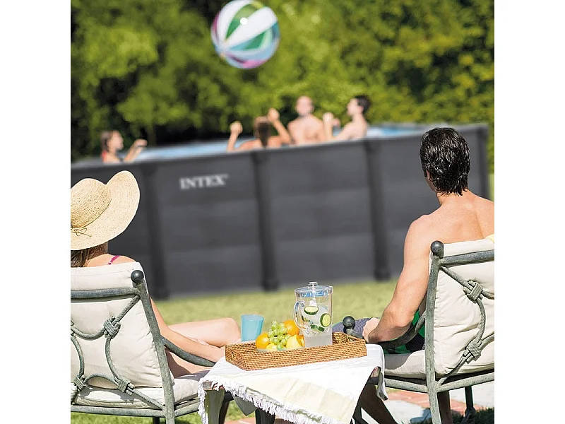 Piscine tubulaire rectangulaire Intex Graphite 4 x 3 x 1,24 m