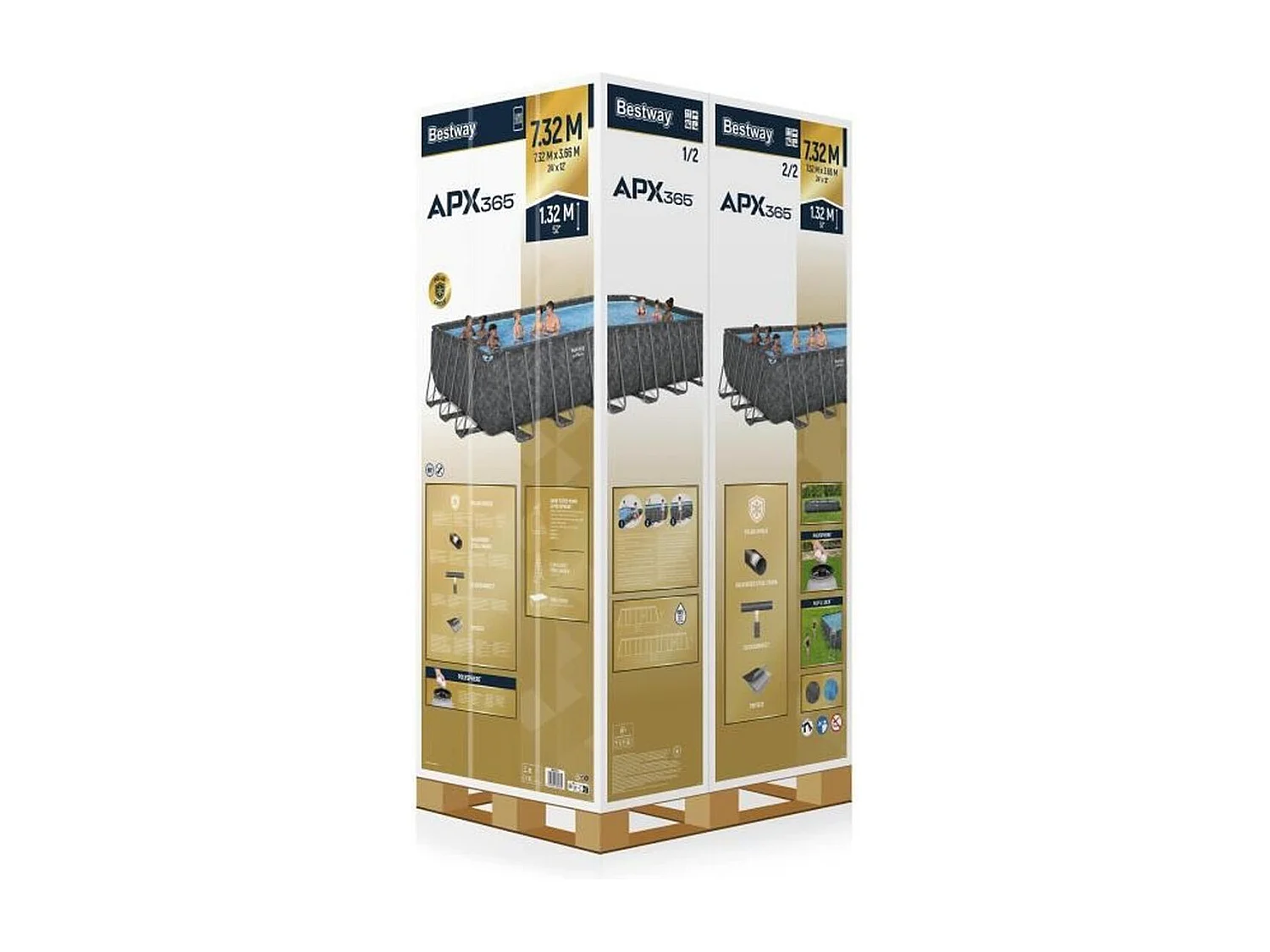 Piscine tubulaire rectangulaire Bestway APX 365 7,32 x 3,66 x 1,32 m + Filtration + Accessoires