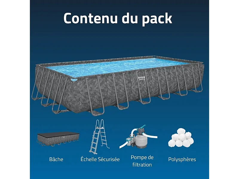 Piscine tubulaire rectangulaire Bestway APX 365 7,32 x 3,66 x 1,32 m + Filtration + Accessoires