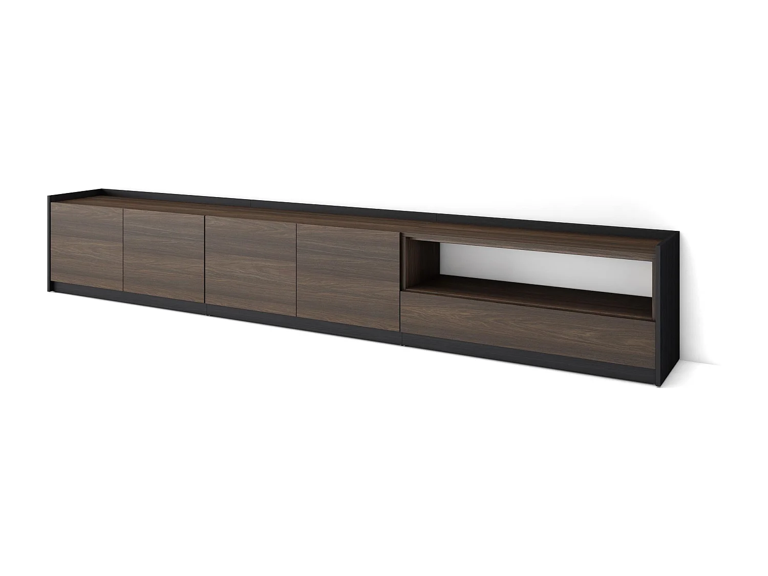 Mobile TV Soggiorno, 310x50x37 cm, Per TV fino a 80", Mobile Soggiorno, Rovere scuro e Nero