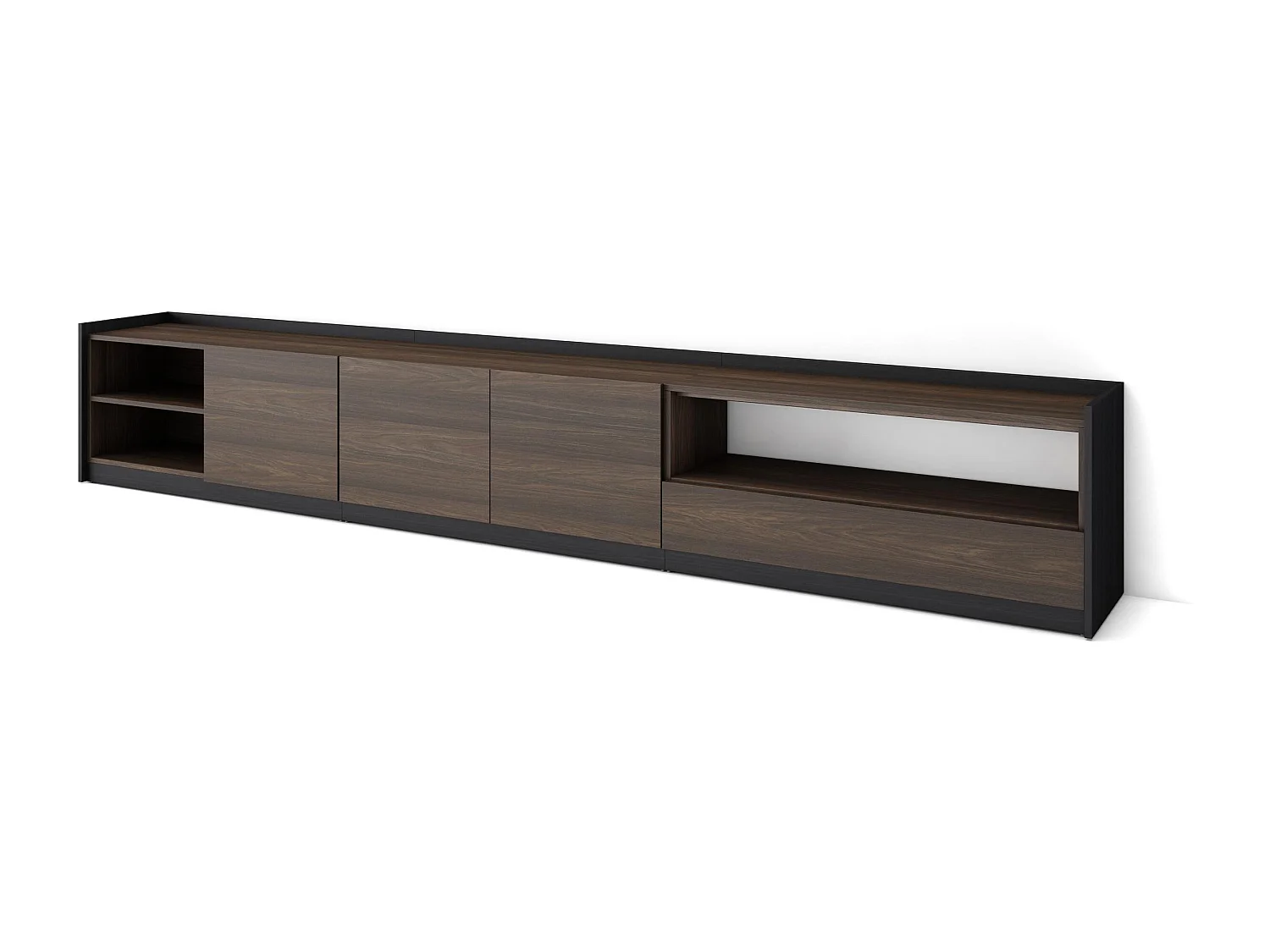 Mobile TV Soggiorno, 310x50x37 cm, Per TV fino a 80", Mobile Soggiorno, Rovere scuro e Nero