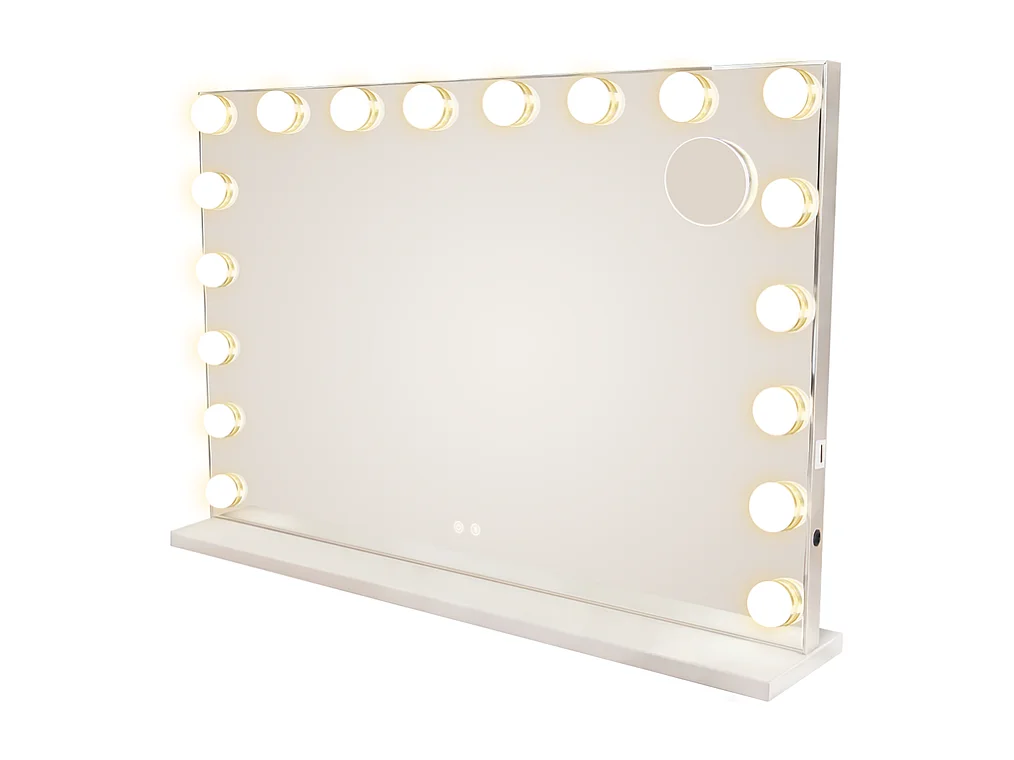 Nettlife Hollywood make-upspiegel met LED en Bluetooth, 18 LED's, grote make-upspiegel, licht en muziek, 3 standen, aanraakbediening en dimbaar.