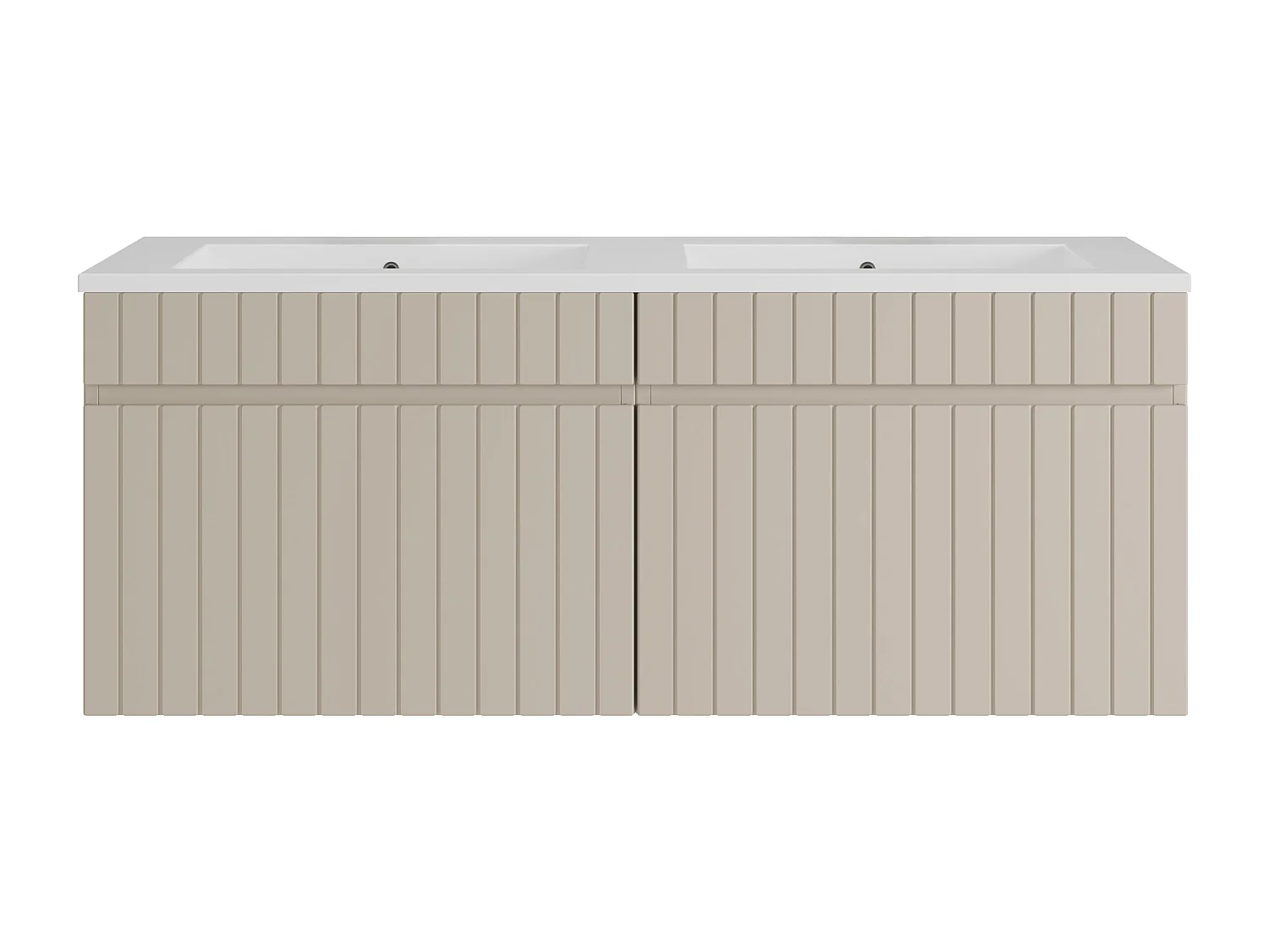 Meuble de salle de bain suspendu strié beige avec vasque à encastrer - 120 cm - SATARA