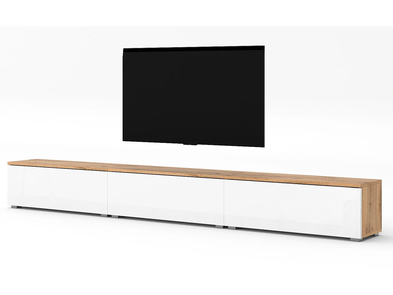 AX LIVING Lowboard 3x100cm Loriano TV Board Eiche Wotan/weiß Hochglanz