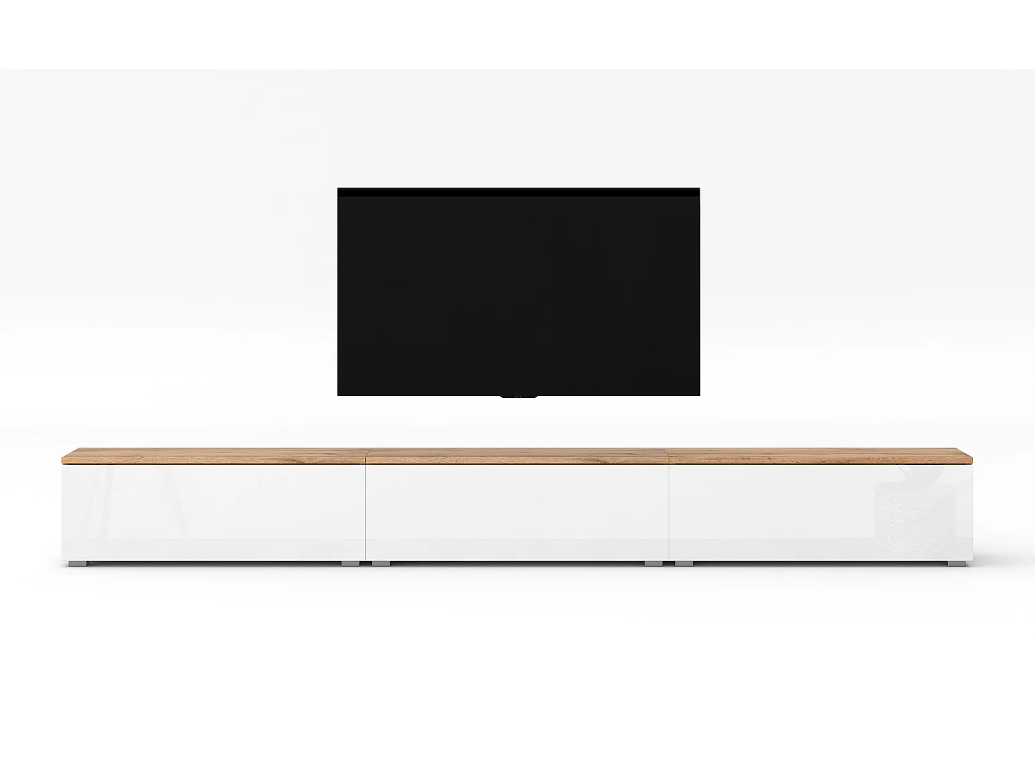 AX LIVING Lowboard 3x100cm Loriano TV Board Eiche Wotan/weiß Hochglanz