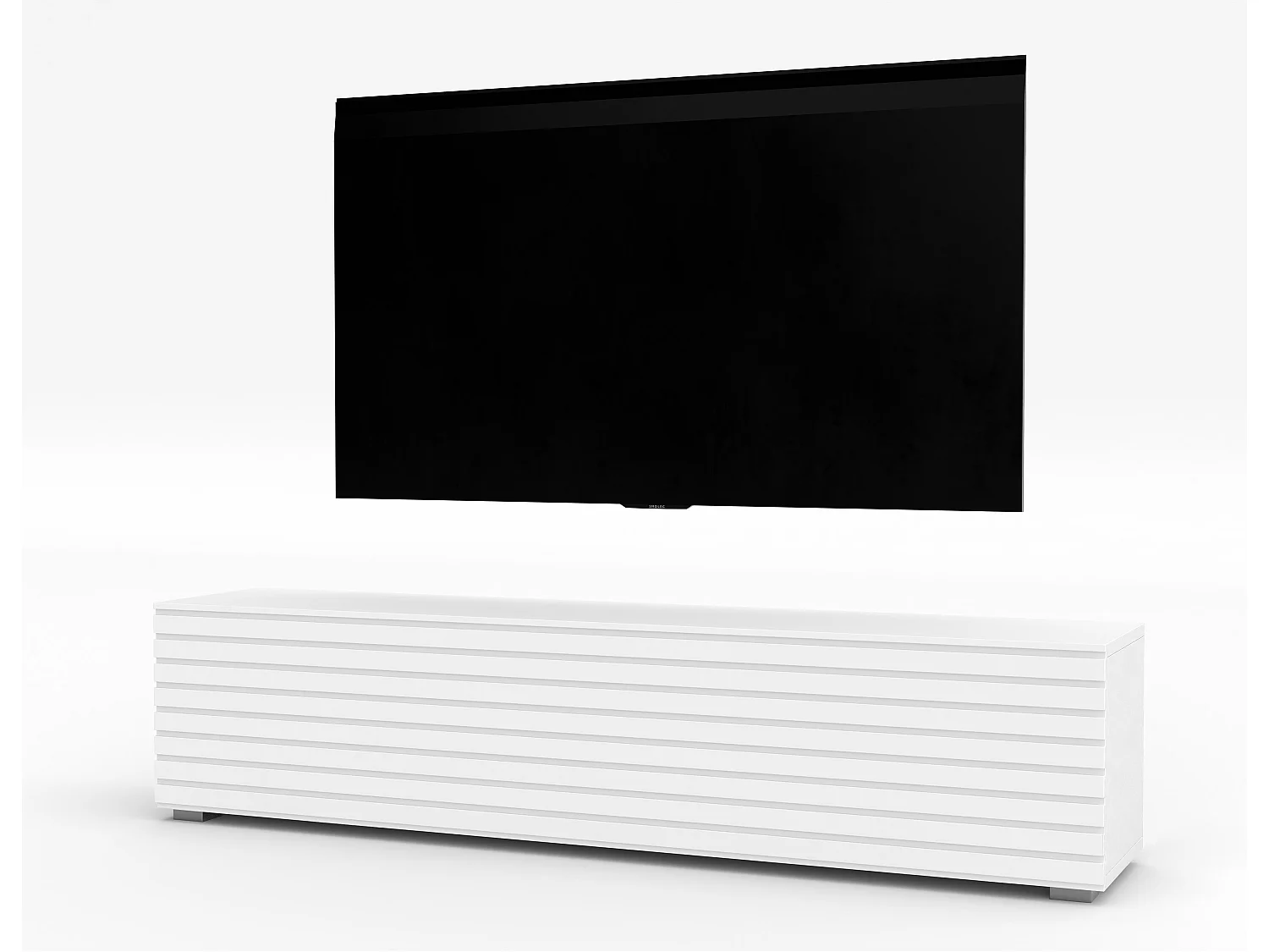 AX LIVING ZIVOLLI TV-Board 160 cm Weiß mit Lamellenfront