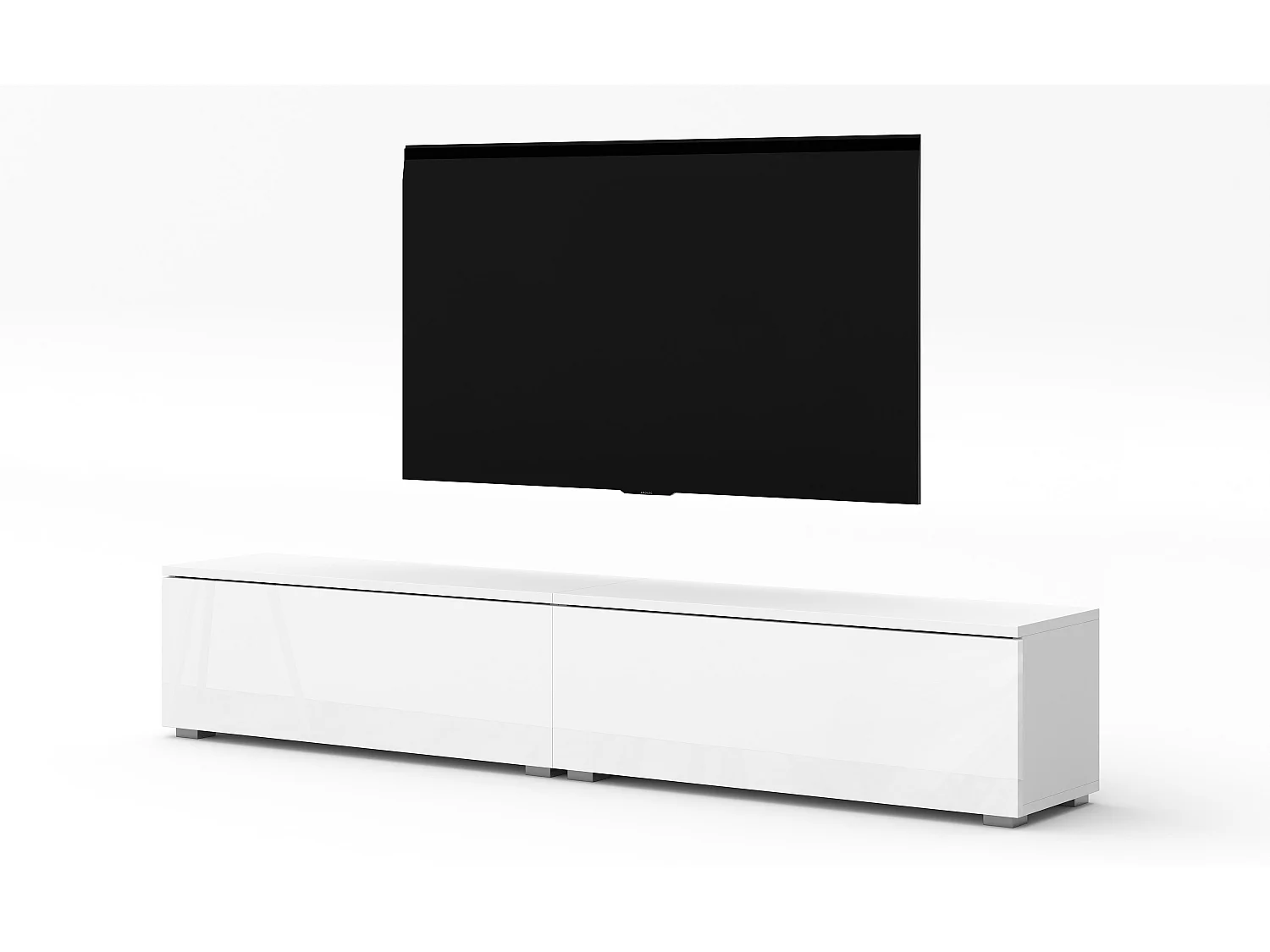 AX LIVING TV Board Loriano 2x100 stehend Lowboard weiß Matt/Hochglanz