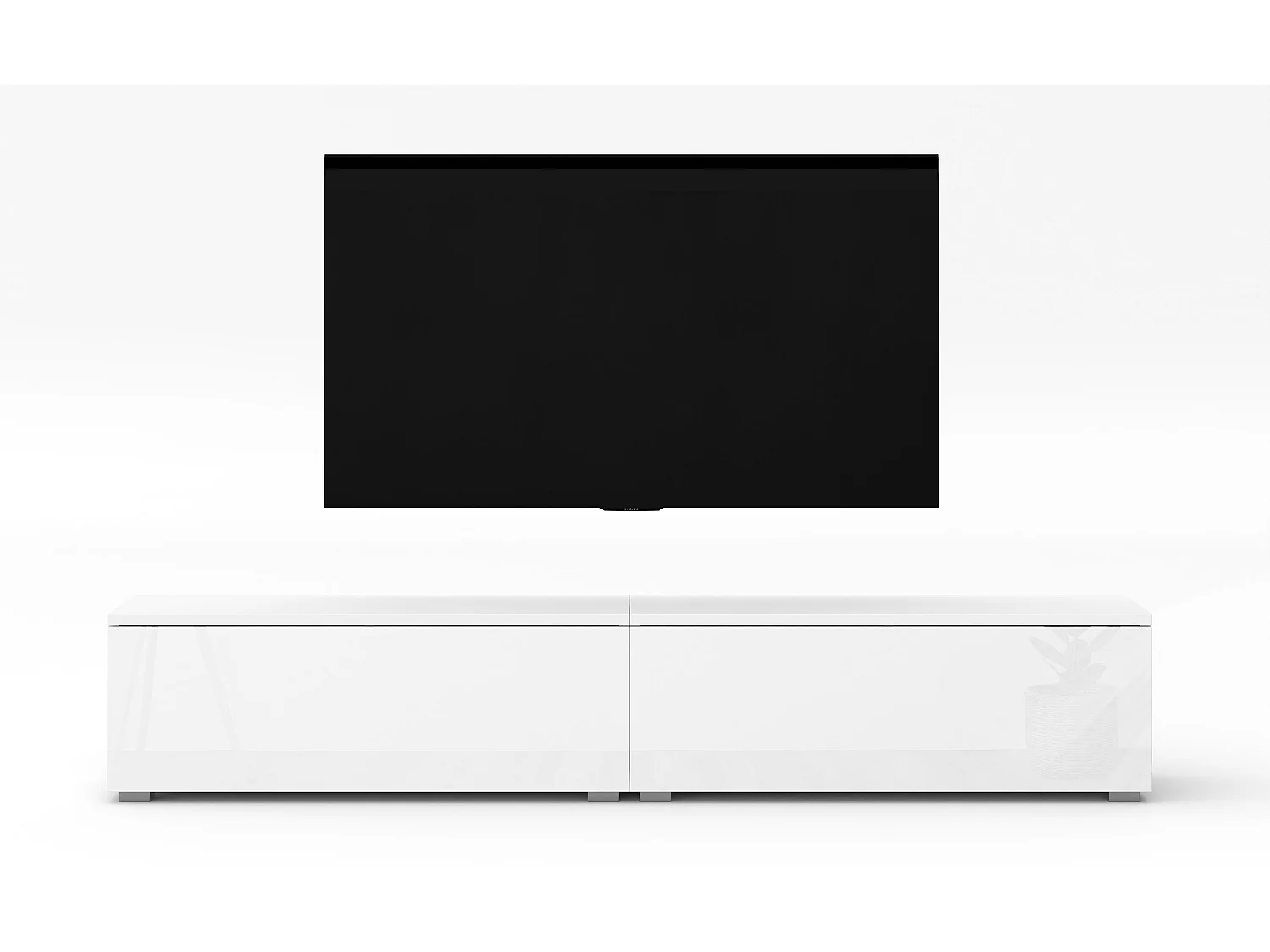 AX LIVING TV Board Loriano 2x100 stehend Lowboard weiß Matt/Hochglanz