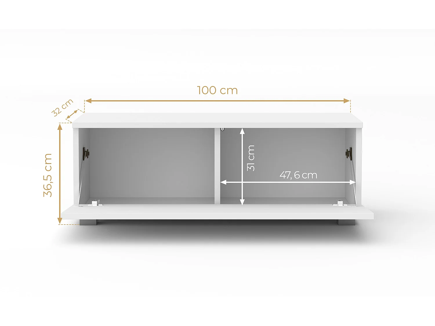 AX LIVING TV Board Loriano 100cm Lowboard Eiche Wotan / weiß Hochglanz