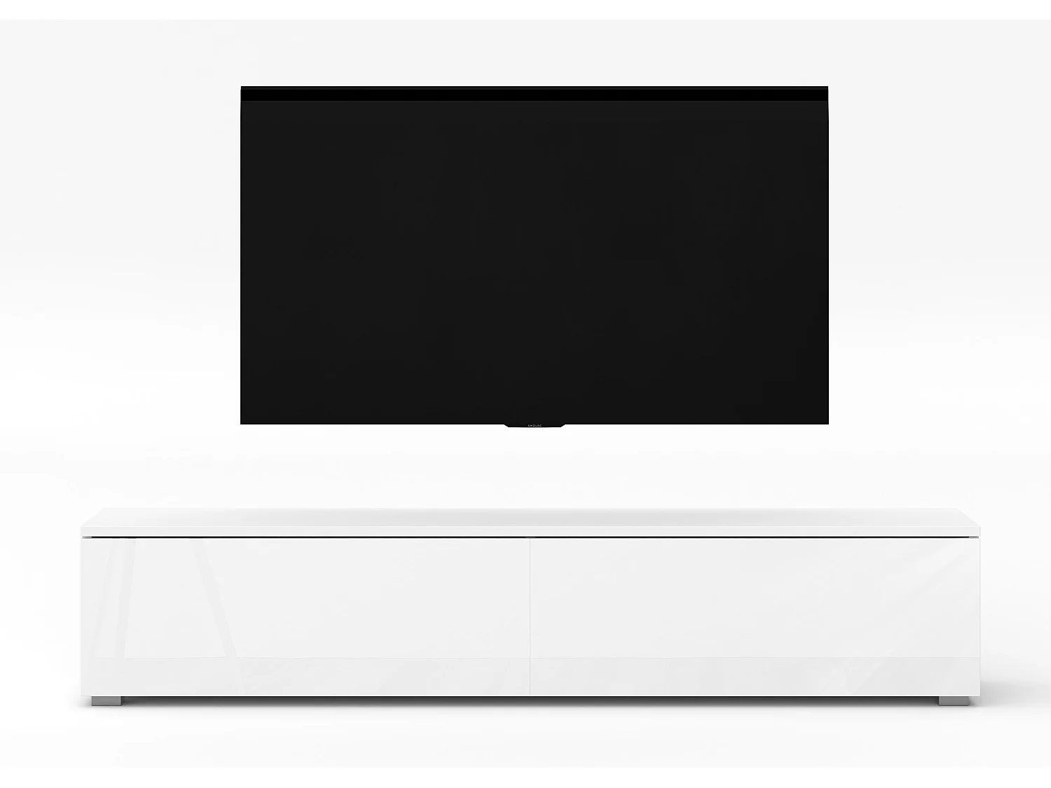 AX LIVING TV Board Loriano 180 cm Fernsehschrank weiß Matt/Hochglanz