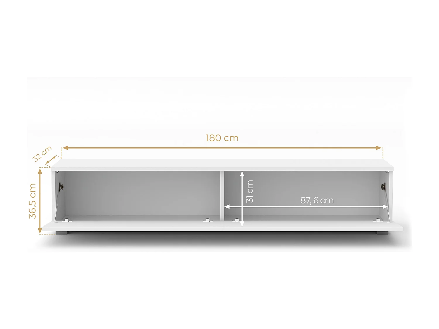 AX LIVING TV Board Loriano 180 cm Fernsehschrank weiß Matt/Hochglanz