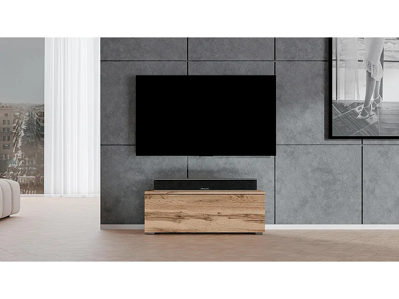 AX LIVING TV Board Loriano 100 cm breit braunes Lowboard Eiche Wotan